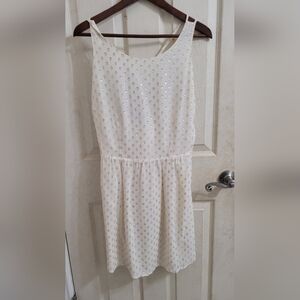 Cream Mini Dress with Silver Dot Detailing
